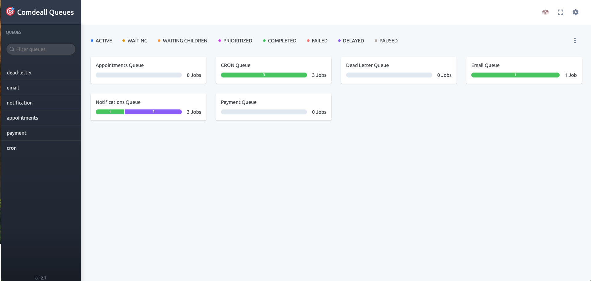 Queues Dashboard - Real-time monitoring interface for background job processing